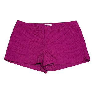 Merona Fuchsia Pink Eyelet Lace Chino Shorts Pockets Cotton Women Size 6